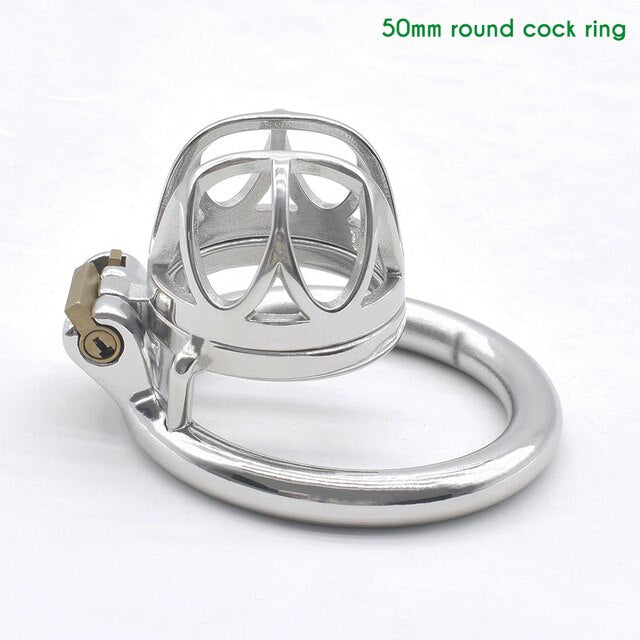 BDSM Metal Inverted Chastity Cock Cage with Lock Penis Rings - KeepMeLocked