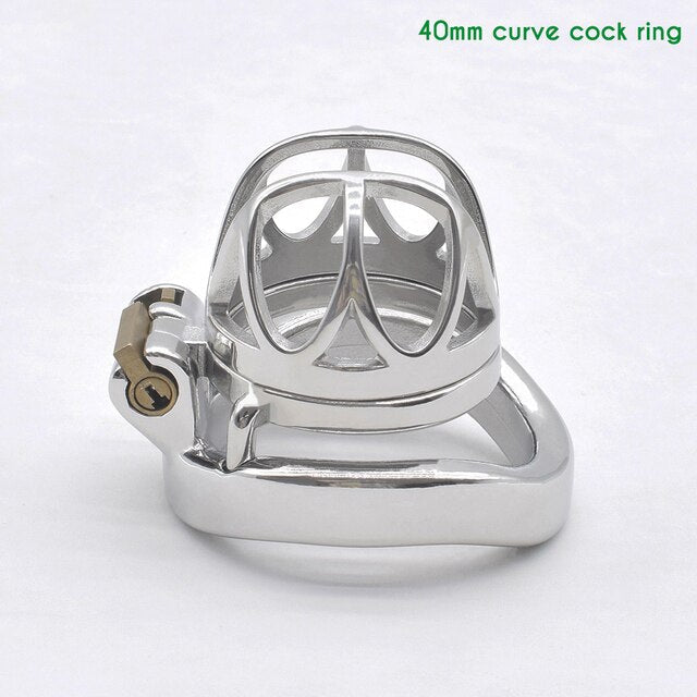 BDSM Metal Inverted Chastity Cock Cage with Lock Penis Rings - KeepMeLocked