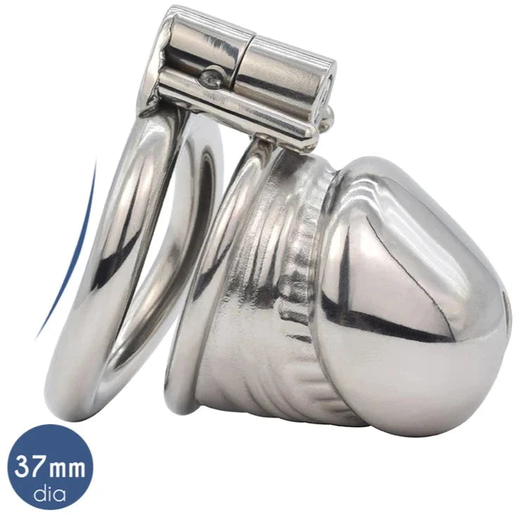 Stainless Steel Penis Shape Chastity Cage with PU Strap Dick Shape Small Metal Cock Cage