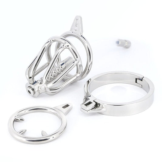 Spiked Metal Chastity Cage with Urethral Catheter - Male Chastity Device - KeepMeLocked