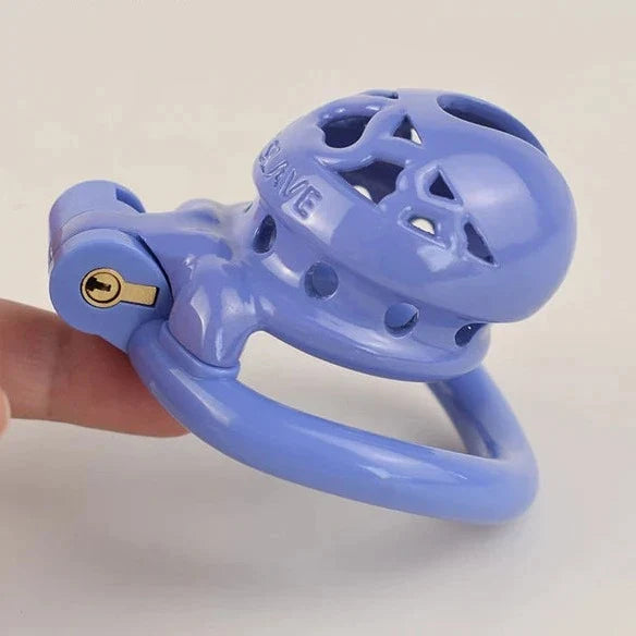 Blue Small Plastic Chastity Cage with 4 Sizes Penis Rings Sex Slave BDSM Toy Chastity Device