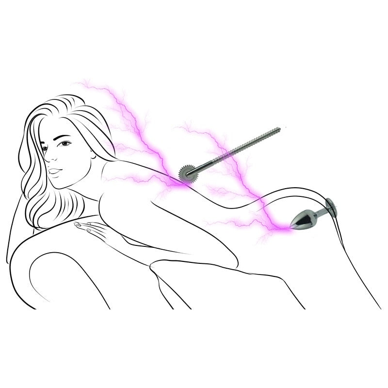 Electric Shock Stimulation Device Set | Metal Anal Butt Plug Pinwheel Roller - KeepMeLocked