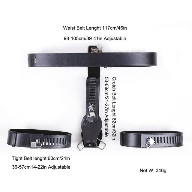 Female Chastity Panties Belt - PU Leather Thongs Pants BDSM Chastity Devcie For Women - KeepMeLocked