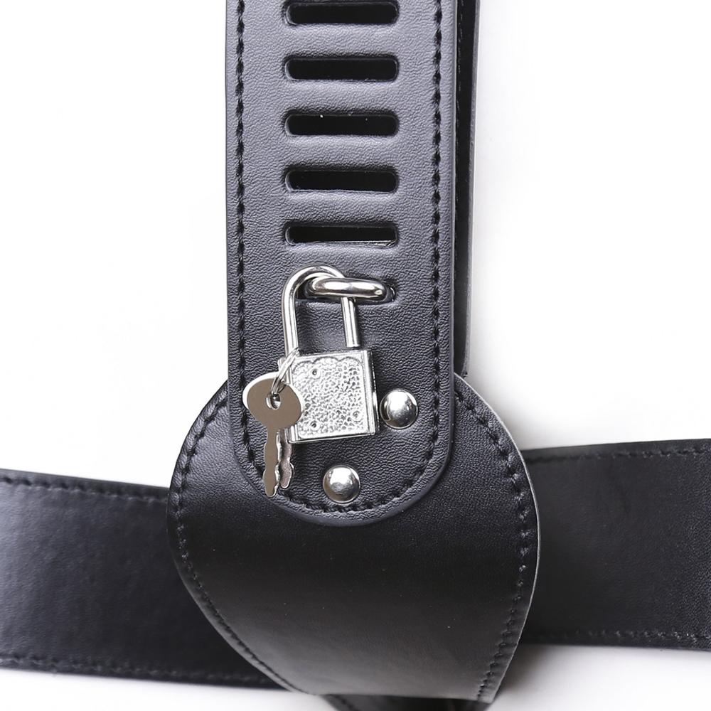 Female Chastity Panties Belt - PU Leather Thongs Pants BDSM Chastity Devcie For Women - KeepMeLocked