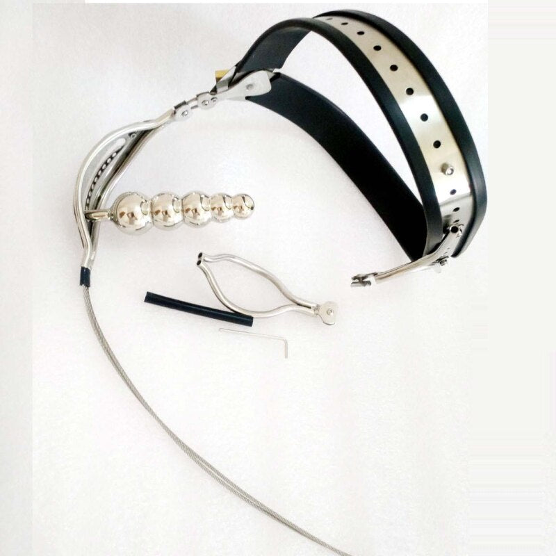 Female Chastity Belt with Vaginal Plug - BDSM Toy Heart Shaped Stainless Steel - KeepMeLocked