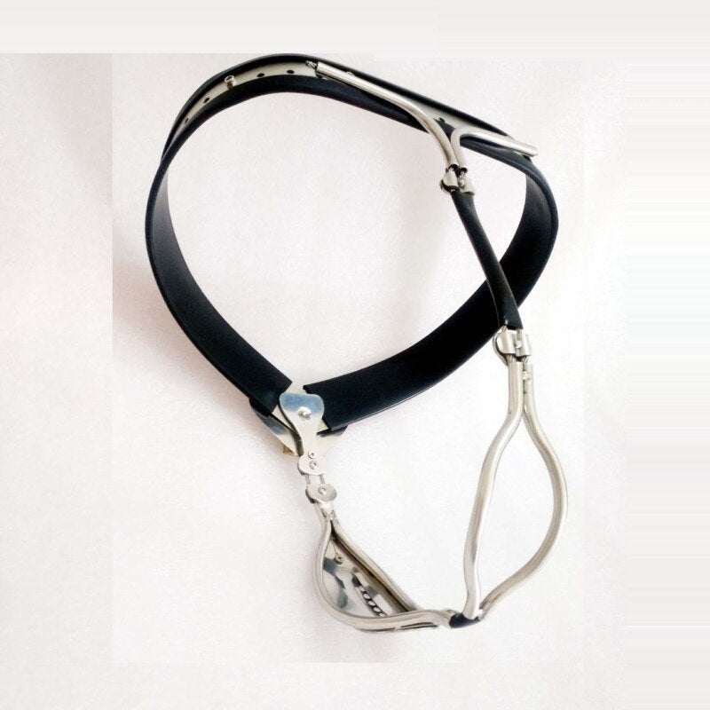Female Chastity Belt with Vaginal Plug - BDSM Toy Heart Shaped Stainless Steel - KeepMeLocked