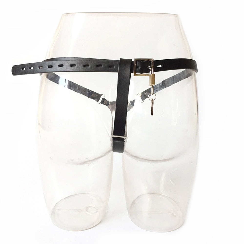 Female Invisible Chastity Belt - PU Leather BDSM Bondage Restraints Strap - KeepMeLocked