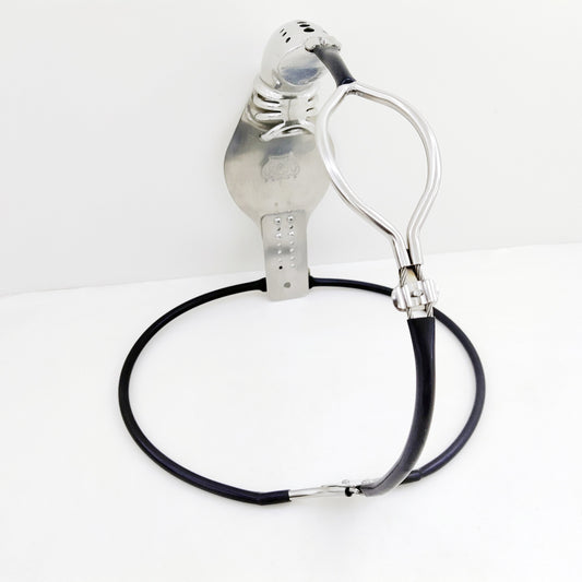Stainless Steel Cock Shield Chastity Belt with Shit Hole - Black - KeepMeLocked