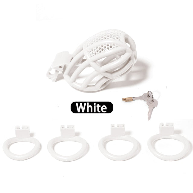 Pink Chastity Cage Detained Restrictive Locking With 4 Base Ring - KeepMeLocked