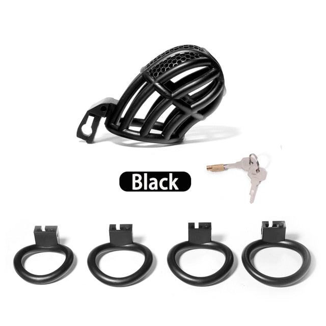 Pink Chastity Cage Detained Restrictive Locking With 4 Base Ring - KeepMeLocked