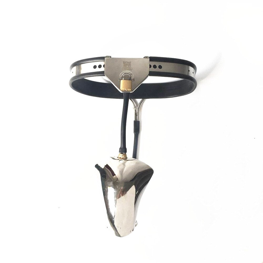 Metal Chastity Belt For Men - Male Panties Shield Device with Lock and Anal Plug - KeepMeLocked