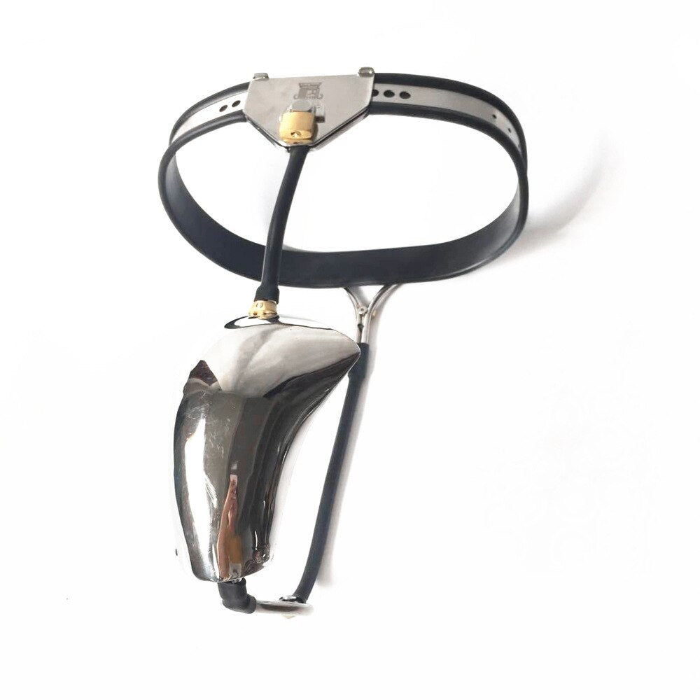 Metal Chastity Belt For Men - Male Panties Shield Device with Lock and Anal Plug - KeepMeLocked