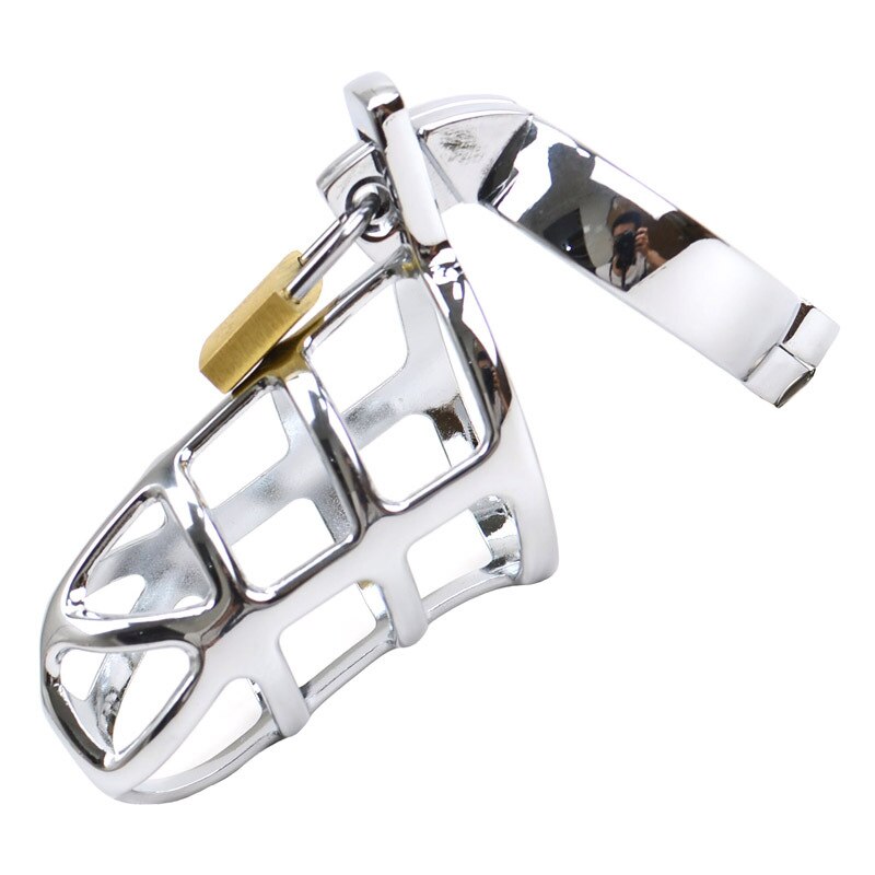 Metal Chastity Cage with Lock - Stainless Steel Penis Restraint Sex Toys for Men - KeepMeLocked