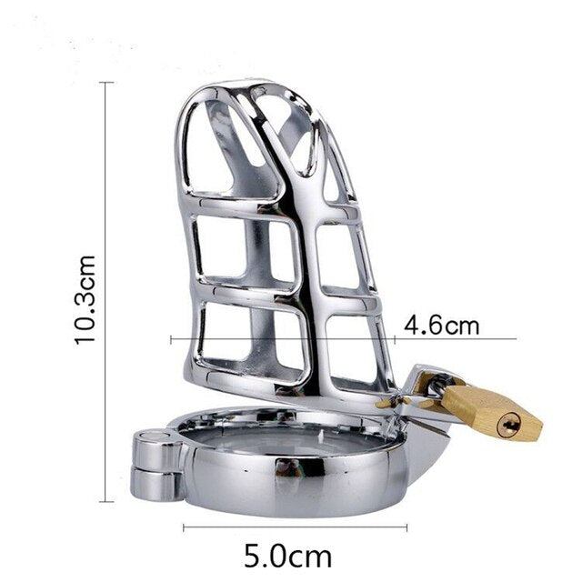 Metal Chastity Cage with Lock - Stainless Steel Penis Restraint Sex Toys for Men - KeepMeLocked