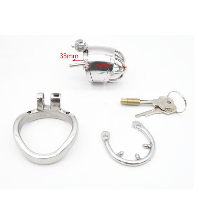 Metal Chastity Cage For Men - Stainless Steel Lockable Cock Cage with Anti-drop Loop Penis Ring - KeepMeLocked