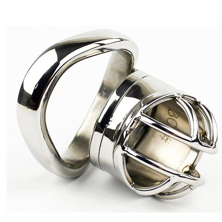 Metal Chastity Cage For Men - Stainless Steel Lockable Cock Cage with Anti-drop Loop Penis Ring - KeepMeLocked