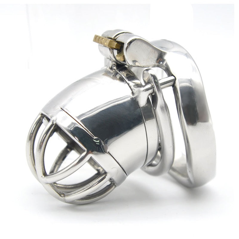 Metal Chastity Cage For Men - Stainless Steel Lockable Cock Cage with Anti-drop Loop Penis Ring - KeepMeLocked