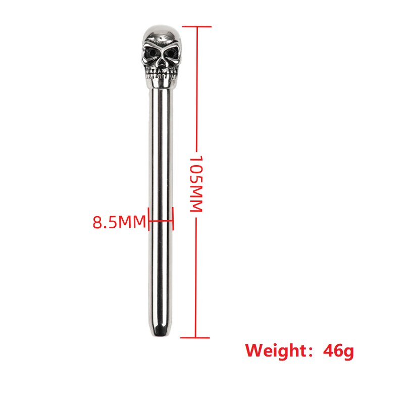 Male Stainless Steel Penis Urethral Sound Plug | Hollow Skull Head Metal Penis Stick Catheter Dilator - KeepMeLocked