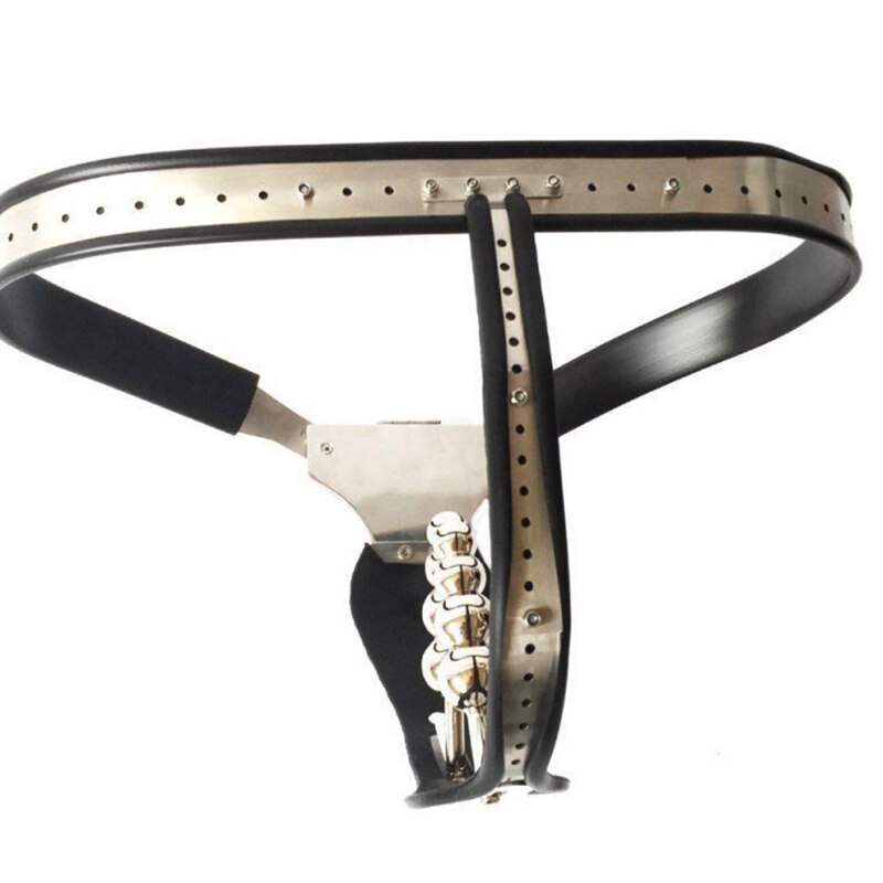 Women's Chastity Belt with Stainless Steel Shield and Anal Vaginal Plug Beads - KeepMeLocked