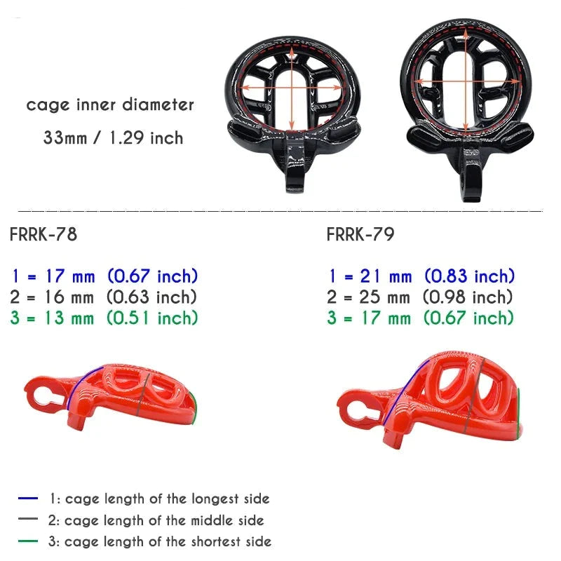 Micro Plastic Chastity Cage Sizes