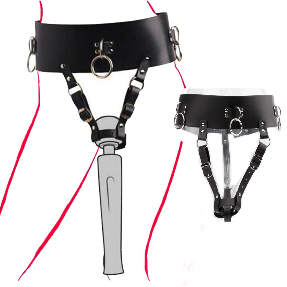 BDSM Harness Chastity Belt For Women - Genuine/PU Leather Bondage Thongs Panties - KeepMeLocked