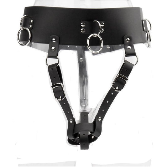 BDSM Harness Chastity Belt For Women - Genuine/PU Leather Bondage Thongs Panties - KeepMeLocked