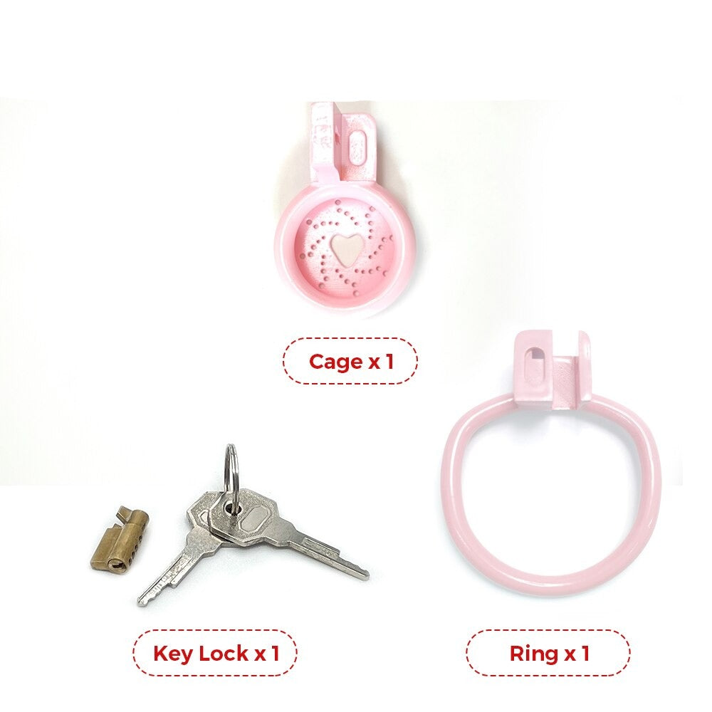 Pink Flat Sissy Chastity Cage - KeepMeLocked