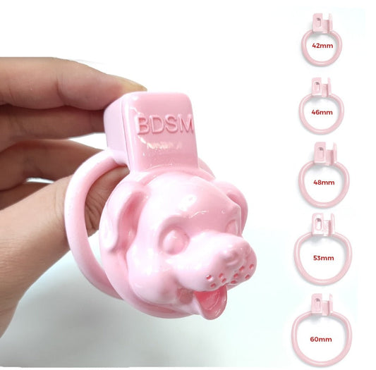 Pink Dog Chastity Cage For Sissy - Super Small Cock Cage - KeepMeLocked