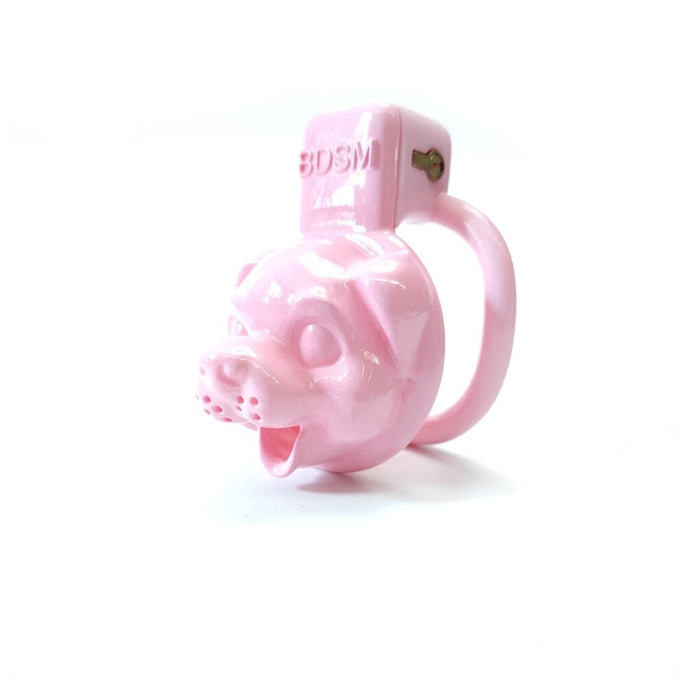 Pink Dog Chastity Cage For Sissy - Super Small Cock Cage - KeepMeLocked