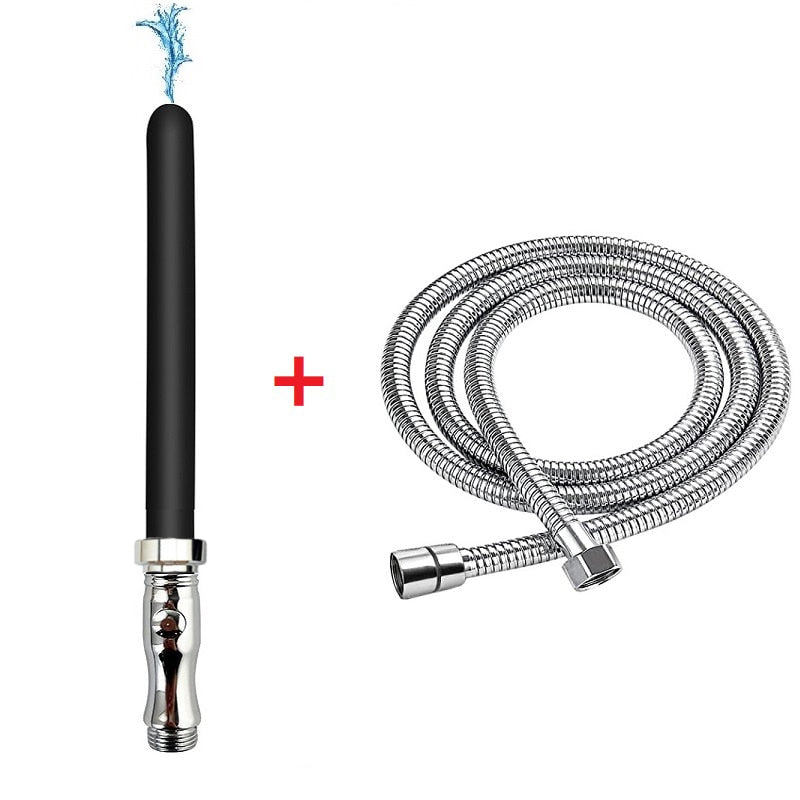 Silicone Long Douche Enema Syringe Set For Gay | Anal Butt Plug Nozzle Tip - KeepMeLocked