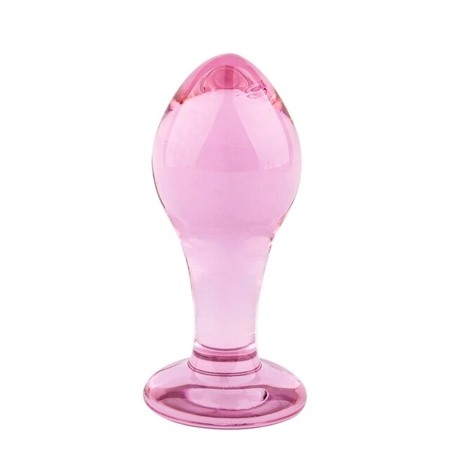Small Pink Glass Butt Plug Crystal Huge Ball Anal Beads Fake Penis Heart Rose Glass Anus Dildo Toy - KeepMeLocked