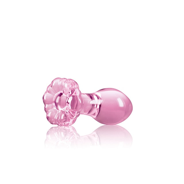Small Pink Glass Butt Plug Crystal Huge Ball Anal Beads Fake Penis Heart Rose Glass Anus Dildo Toy - KeepMeLocked