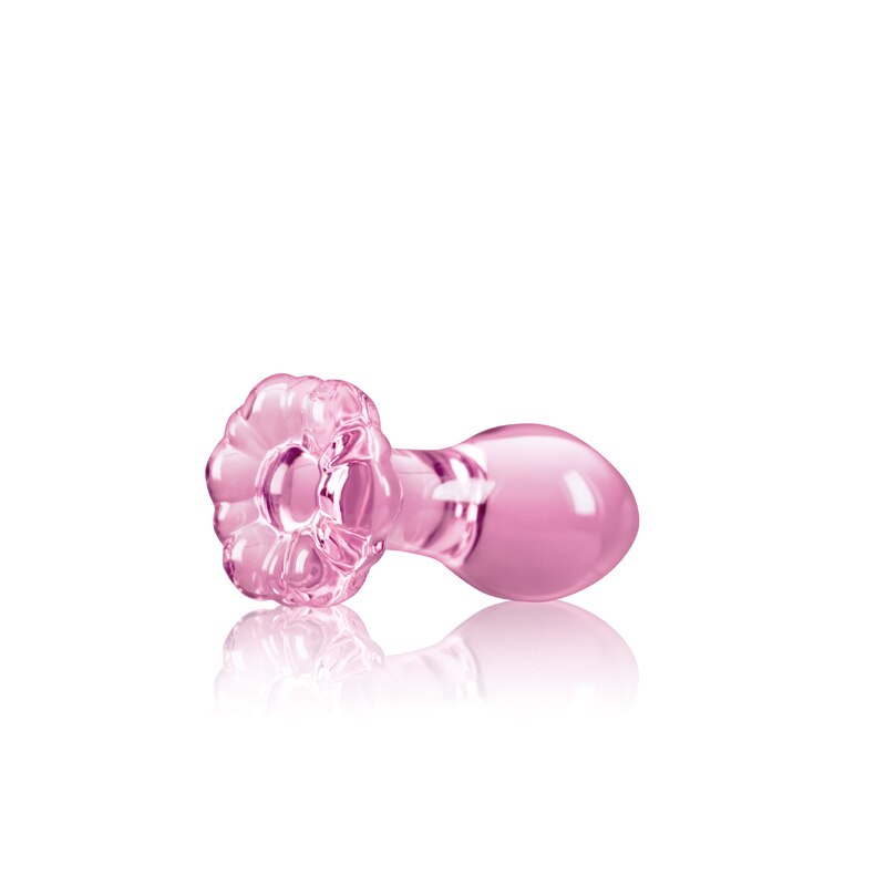 Small Pink Glass Butt Plug Crystal Huge Ball Anal Beads Fake Penis Heart Rose Glass Anus Dildo Toy - KeepMeLocked