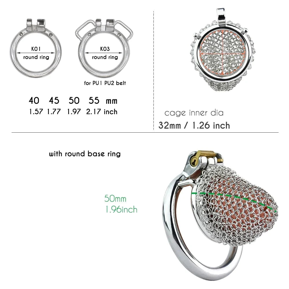 Small mesh metal chastity cage for men soft penis sleeve male chastity device