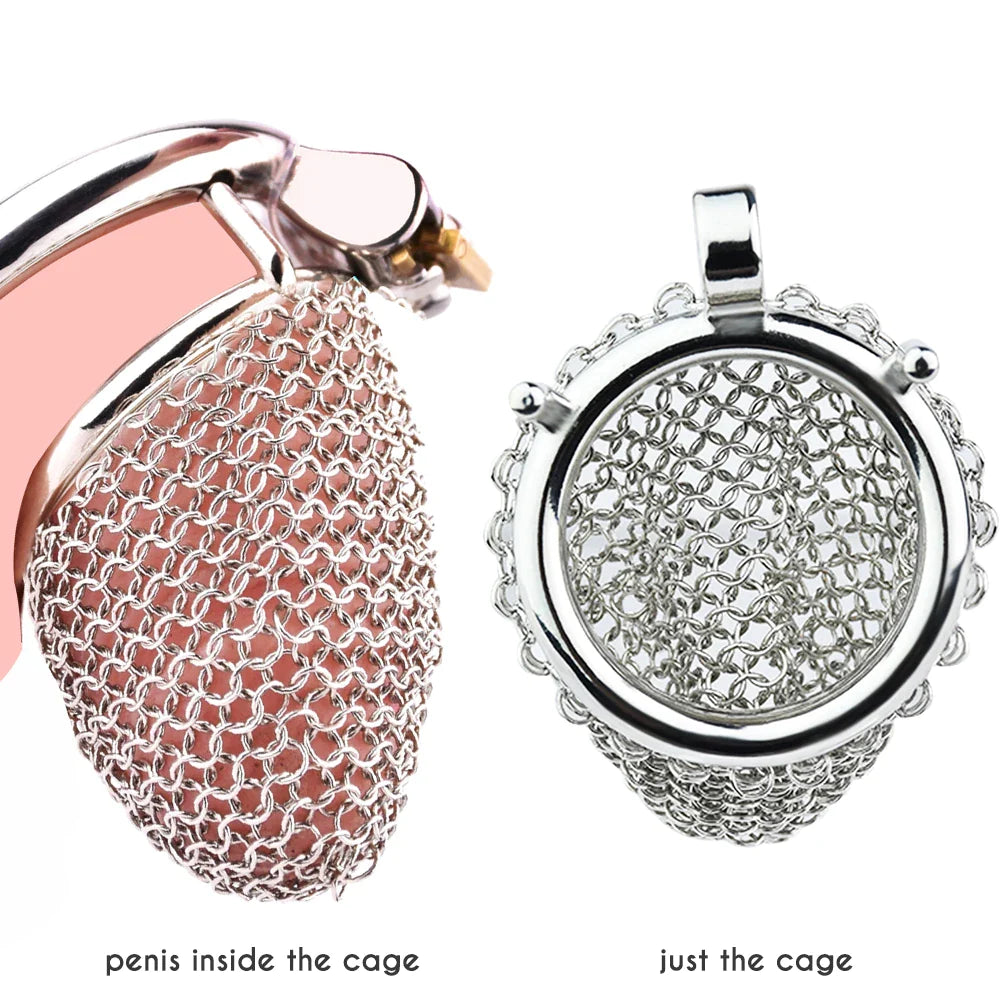 Small mesh metal chastity cage for men soft penis sleeve male chastity device