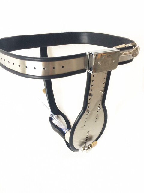 Stainless Steel Male Chastity Belt with T-Belt Device, Neck Collar, Thigh Ring, and Scrotum Restraint - KeepMeLocked