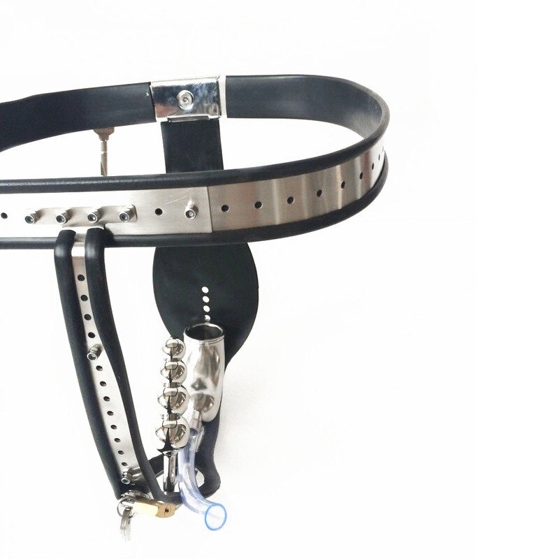 Stainless Steel Male Chastity Belt with T-Belt Device, Neck Collar, Thigh Ring, and Scrotum Restraint - KeepMeLocked