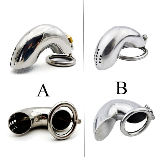 Men's Stainless Steel Chastity Device: Lockable Full Closed Cock Cage Belt with Penis Rings Sleeve for Adult BDSM Play - KeepMeLocked