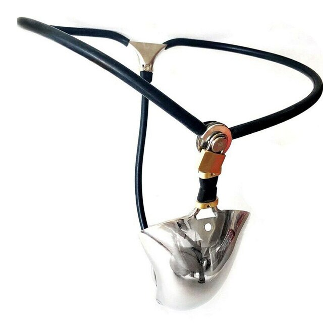 Cock Cage Chastity Belt: Stainless Steel Male Slave Panties with Thigh Cuffs, Chain Shield, and Locking Design - KeepMeLocked