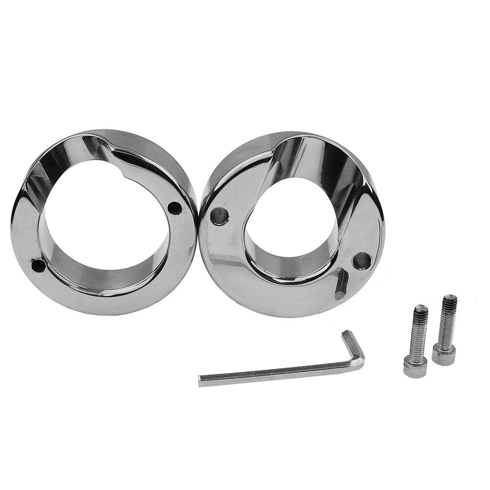 Stainless steel Men Cock Ring For Male Heavy Duty Weight Penis Exercise Lock Scrotum Ball Stretchers Ring Sex Toys For Men - ChastityBondage