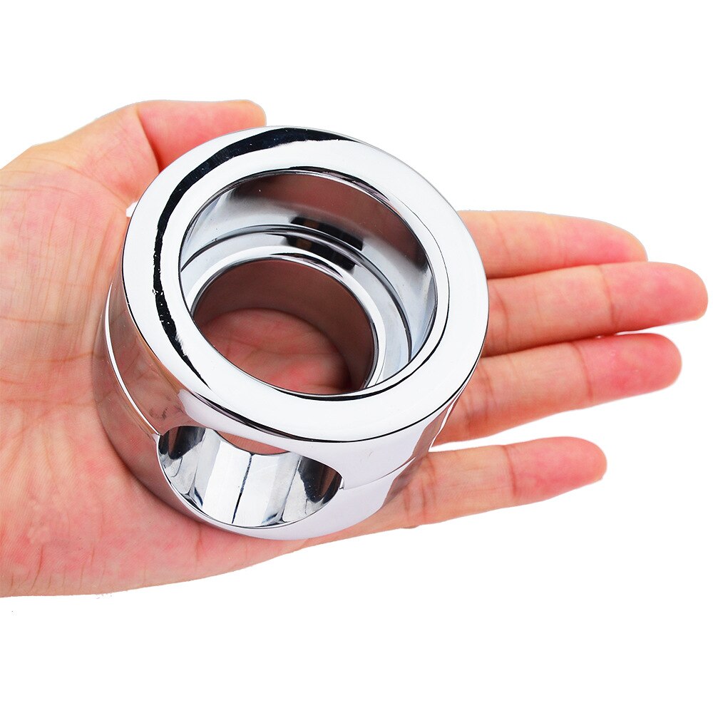 Stainless steel Men Cock Ring For Male Heavy Duty Weight Penis Exercise Lock Scrotum Ball Stretchers Ring Sex Toys For Men - ChastityBondage