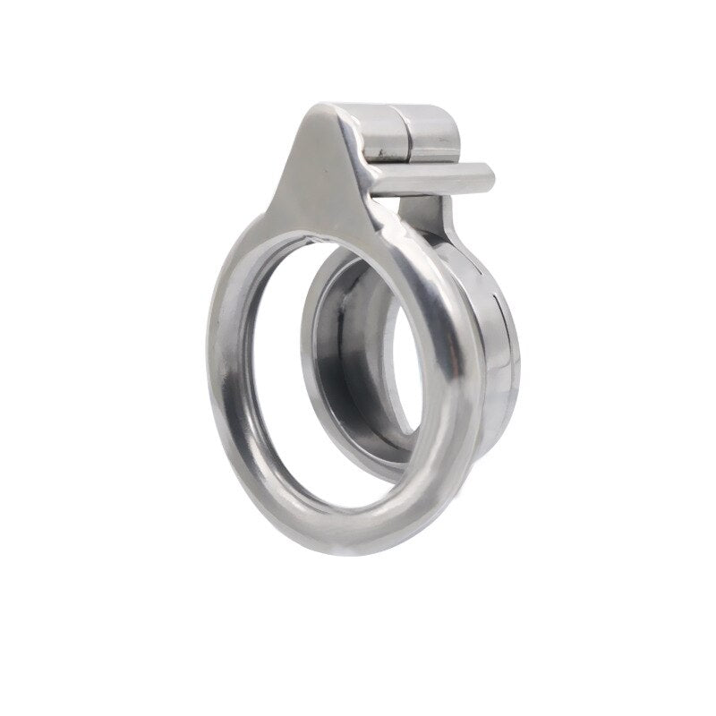 Sissy Flat Chastity Cage- Super Small Metal Cock Cage- AntiOff Penis Ring Urinary Hole - KeepMeLocked