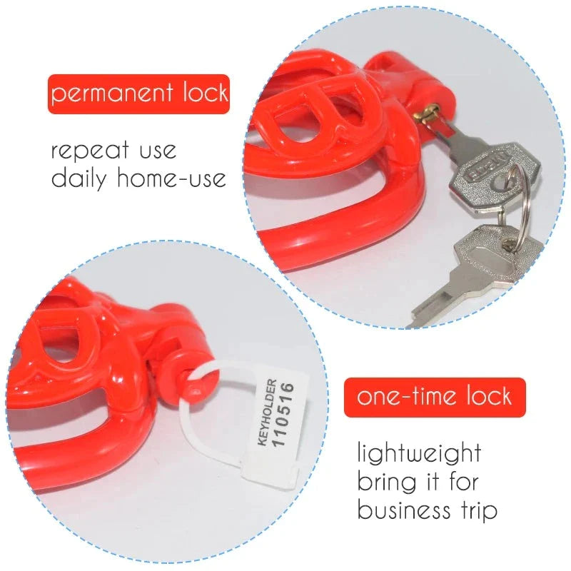 Tiny Plastic Chastity Cage with Air Locks and Permanent Lock