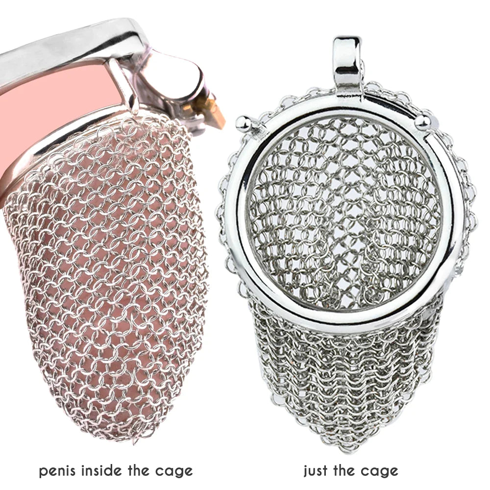 mesh metal chastity cage for men soft penis sleeve male chastity device