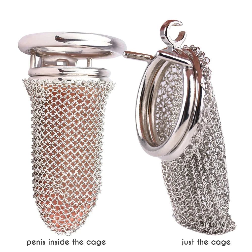 mesh metal chastity cage for men soft penis sleeve male chastity device