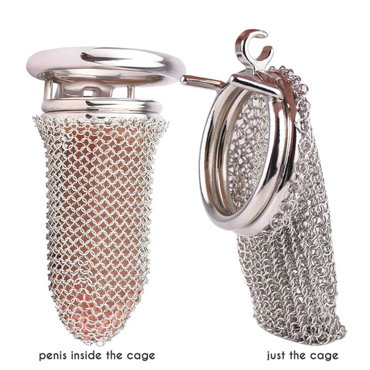 mesh metal chastity cage for men soft penis sleeve male chastity device
