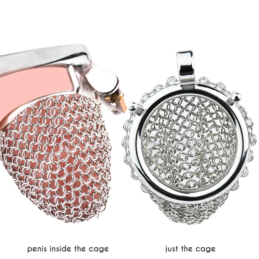micro mesh metal chastity cage for men soft penis sleeve male chastity device