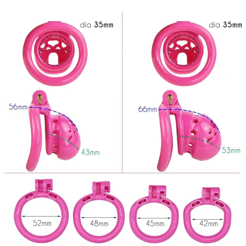 pink plastic cockcage in micro and small sizes