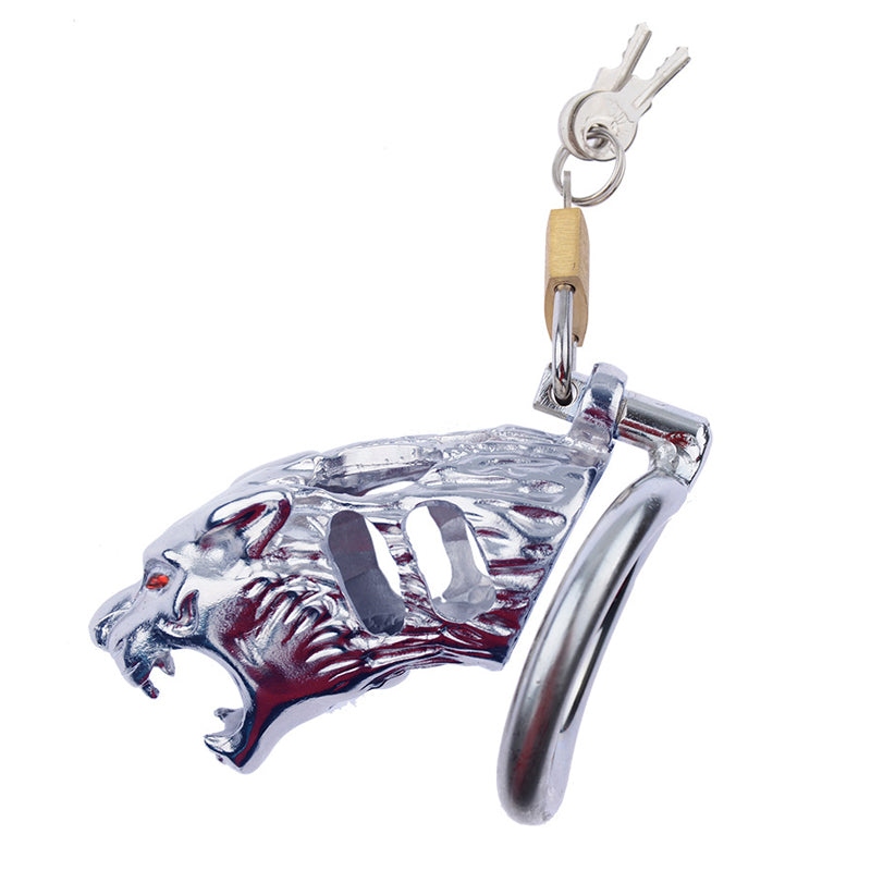 Metal Tiger Chastity Cage with Penis Lock - KeepMeLocked