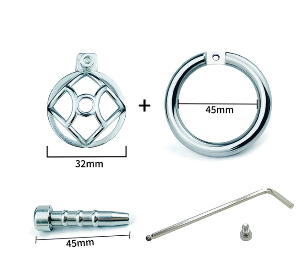 Stainless Steel Negative Chastity Cage with Removable Metal Urethral Tube - KeepMeLocked